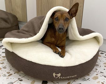 Cuccia per cani con cappuccio marrone / Cuccia in peluche per gatti e cani di piccola taglia