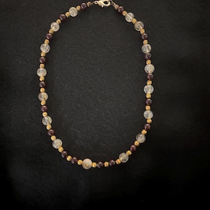 Garnet and Citrine Beaded Choker Necklace