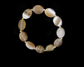 Calcite Beaded Bracelet with Gold Spacers