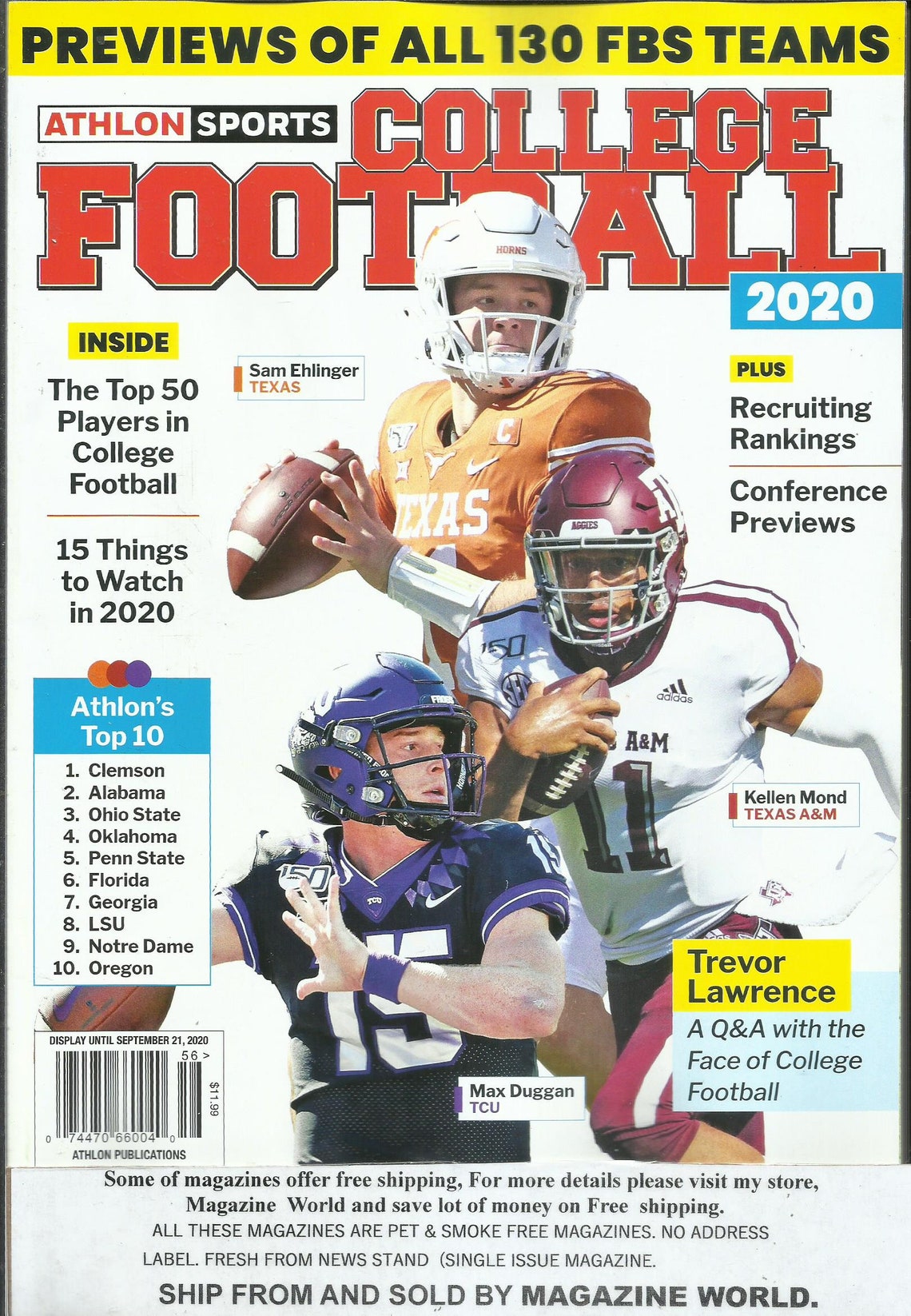 Athlon Sports College Football Magazine Previews of All 130 Etsy