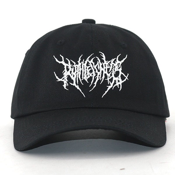 embroidery Gothic Street Punk Frauen baseball cap- men 100% cotton adjstable pure black sports caps - women hip hop dad hat