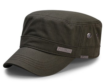 Gorra plana militar de talla grande para hombre con cabeza grande, sombrero militar de malla de talla grande de algodón de verano para hombre, 55-60cm, 60-65cm