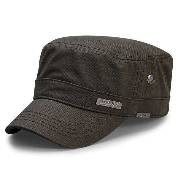 Big Head Man Large Size Army Flat Cap -Men Summer Cotton Plus Size Mesh Military Hat 55-60cm 60-65cm