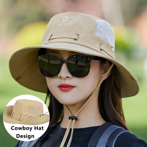 Women's Bucket Hat-Outdoor Cycling Breathable Mesh Solid Fisherman's Hat-Travel Anti-UV Sun Hat -Wide Brim Boonie Hat Fishing Cap