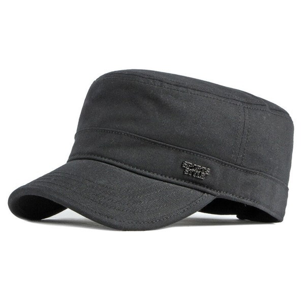 Katoen Militaire petten-Mannen Dames Lente Zomer Platte Top Militaire Caps-Casual Army Cap-Snapback Hoeden-Klassieke pet- Effen Zonnehoed Verstelbaar