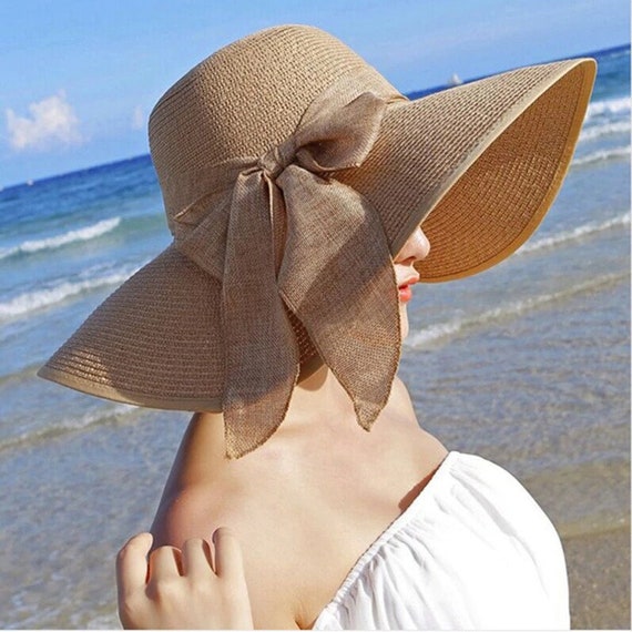 Summer Women Straw Hat-bowknot Wide Brim Floppy Panama Hats Female