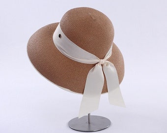 Hepburn Straw Hat-Big Brim Bow Hat -Wild Brim Hat -Sun Protection Hat -Female Summer Hat -women straw hat