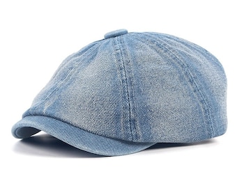 Cotton Denim Beret Hat -Newsboy Flat Caps- Octagonal Hats-casual cap for men women-genuine denim caps