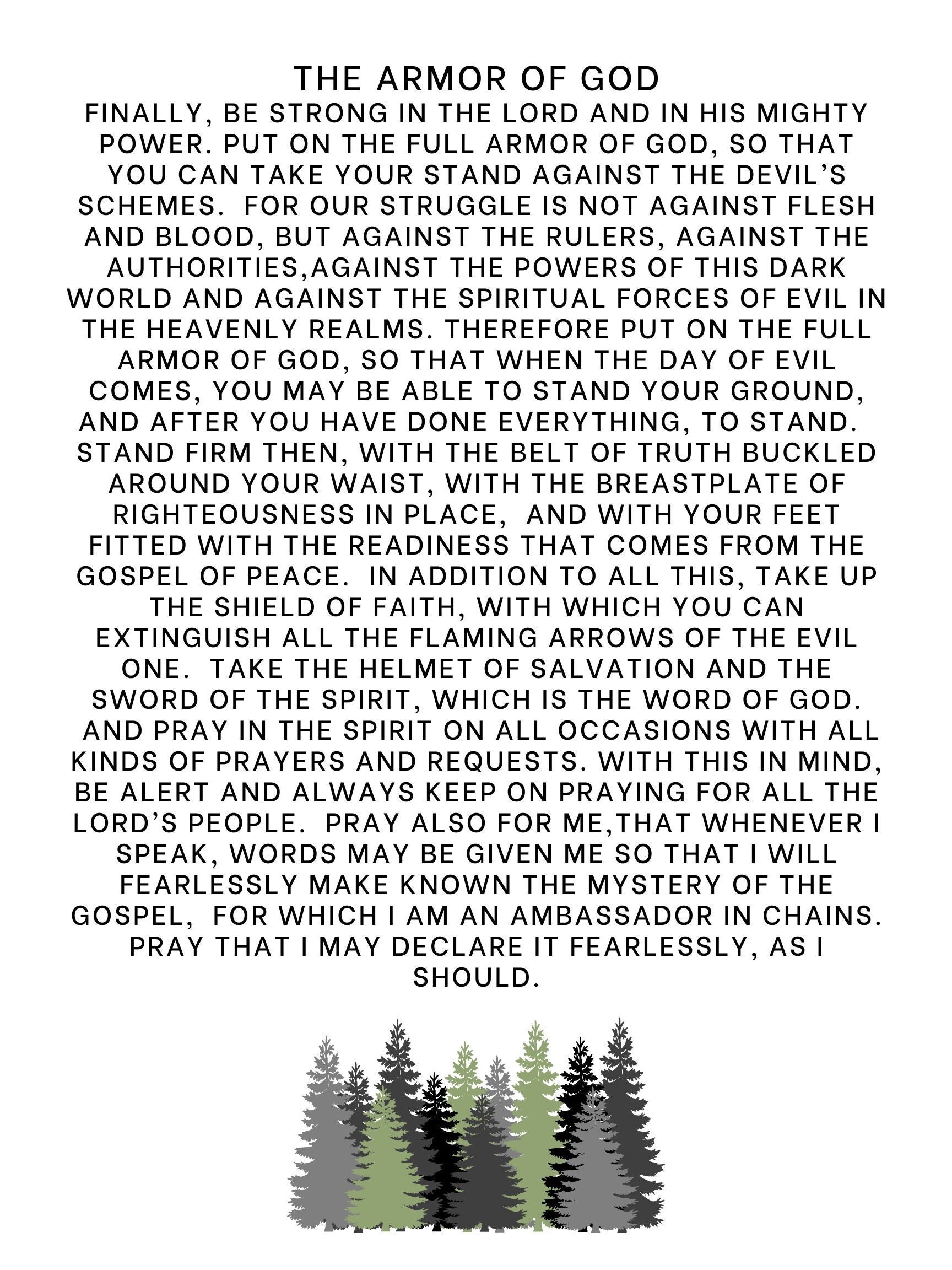 Armor of God Prayer Digital Art Ephesians Scripture Prayer - Etsy