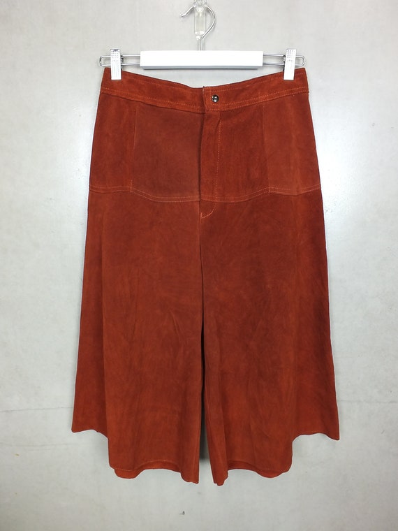 Vintage Suede Leather  Wide Leg Flare Pants > Hig… - image 4