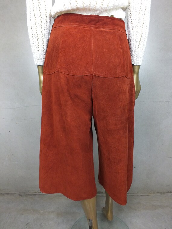 Vintage Suede Leather  Wide Leg Flare Pants > Hig… - image 8