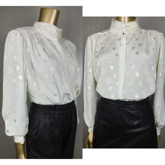 Vintage Secretary BLOUSE Shirt Top. High Collar .… - image 1