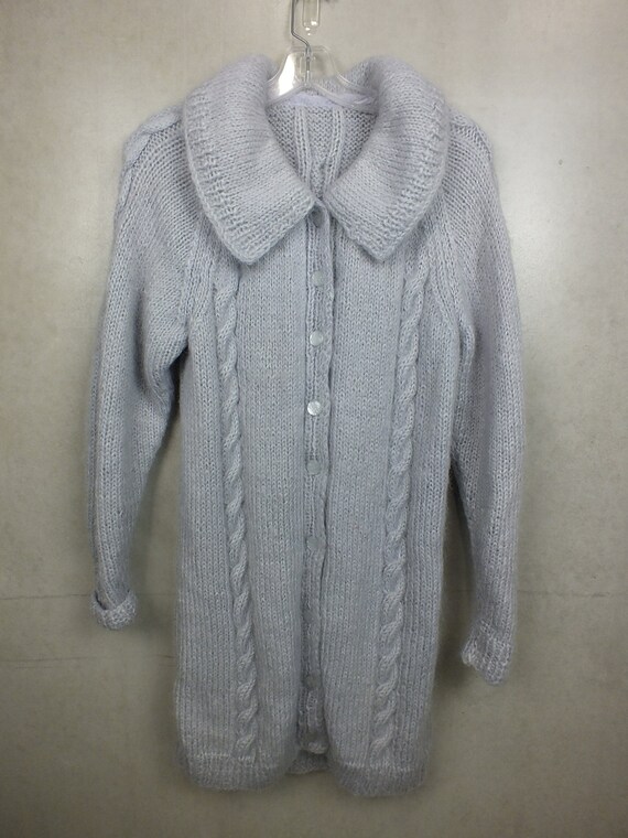 Vintage KNIT Wool Cardigan Long Cardi Sweater Jum… - image 10