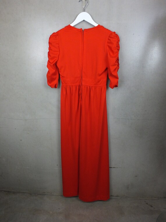 Vintage MAXI Dress 70 70s DRESS .  Vibrant RED Em… - image 4