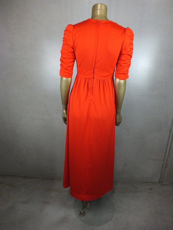Vintage MAXI Dress 70 70s DRESS .  Vibrant RED Em… - image 10