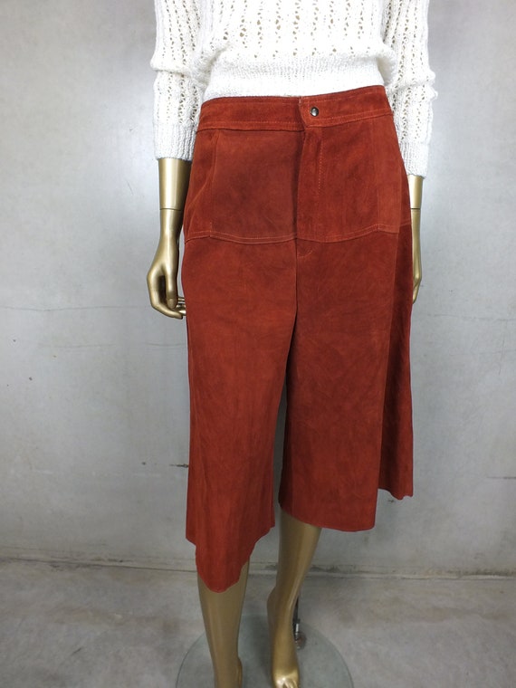 Vintage Suede Leather  Wide Leg Flare Pants > Hig… - image 2