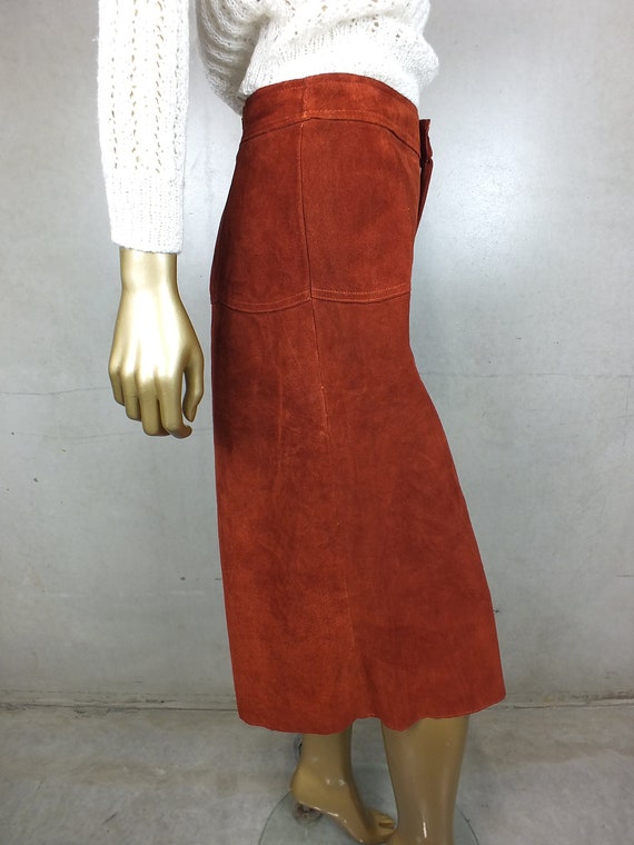 Vintage Suede Leather  Wide Leg Flare Pants > Hig… - image 10