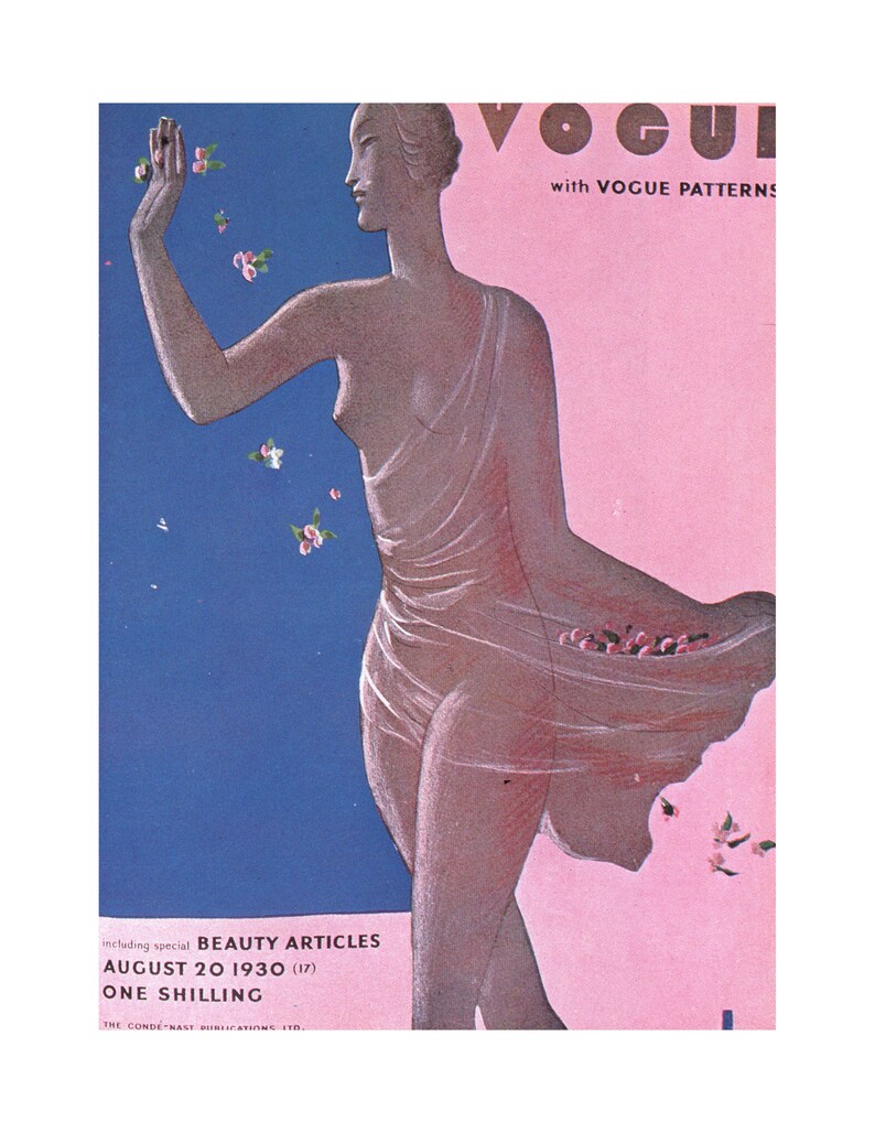 Matted Prints Vogue Magazine Covers 1930 WITH MAT Set of 4 Prints Vintage Vogue Prints Vintage Book Page Prints Gallery Wall Set