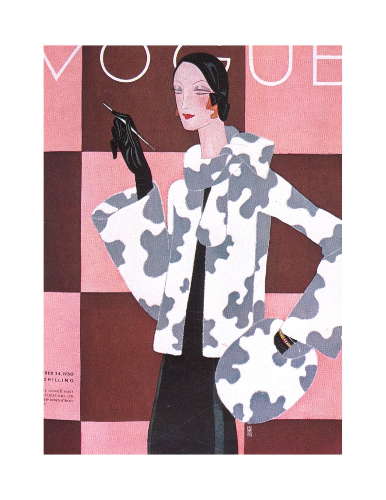 Matted Prints Vogue Magazine Covers 1930 WITH MAT Set of 4 Prints Vintage Vogue Prints Vintage Book Page Prints Gallery Wall Set