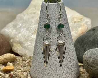 Sea Glass Dangle Earrings: Sterling Silver & 14K Gold Filled, Handmade