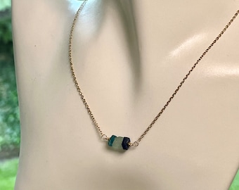 Sea Glass Necklace: Ancient Roman Glass Beads, Gold Filled Chain