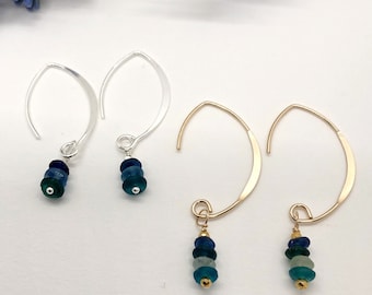 Sea Glass Dangle Earrings: Sterling Silver, 14K Gold Filled, Minimalist Jewelry