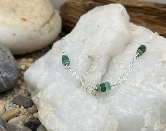 Sea Glass Bracelet: Sterling Silver, Ancient Roman Glass Beads, Adjustable