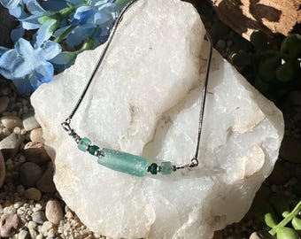 Sea Glass Bracelet: Ancient Roman Glass Beads, Adjustable Chain