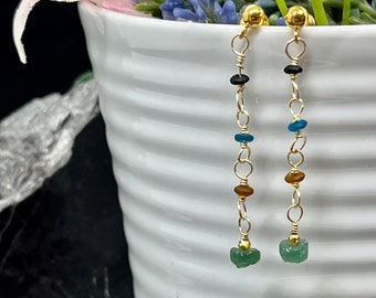 Ancient Roman Sea Glass Dangle Earrings: 14K Gold Filled or Sterling Silver