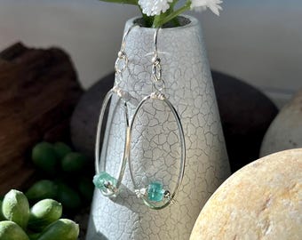 Sea Glass Dangle Earrings: Sterling Silver & Ancient Roman Glass