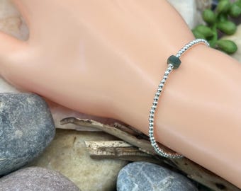 Sea Glass Bracelet: Ancient Roman Glass Bead, Sterling Silver & 14K Gold Filled