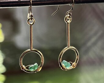 Sea Glass Dangle Earrings: 14K Gold Filled Ocean Jewelry