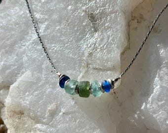 Sea Glass Bracelet: 14K Gold Filled & Sterling Silver, Adjustable Chain