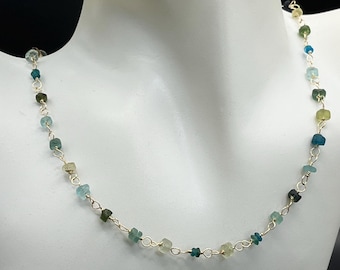 Wire Wrapped Ancient Roman Glass Necklace: Sterling Silver & 14K Gold Filled