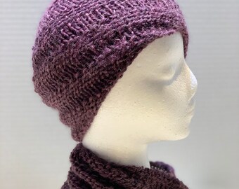 Hand Knit Llama Swirl Beanie Hat and Cowl