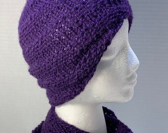 Hand Knit Llama Swirl Beanie Hat and Cowl
