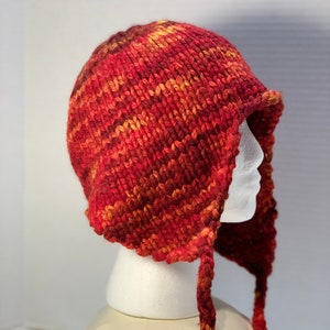 Hand Knit Hand Dyed Peruvian Wool Earflap Hat