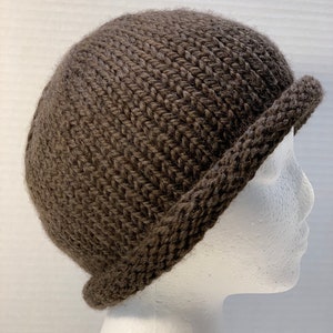 Hand Knit Rolled Rim Merino Wool Hat