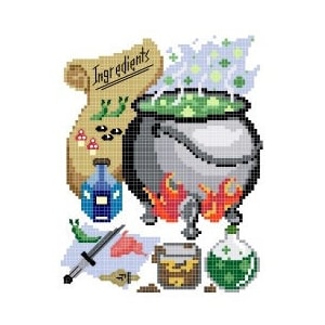 Magical cross stitch design .pdf- Potions cauldron