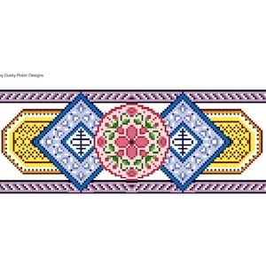 Digital Cross stitch pattern Mandala Multicoloured rectangle
