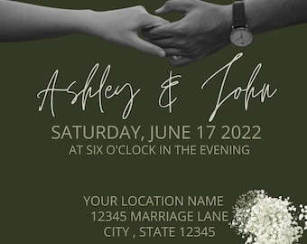 Simple Spring Editable Wedding Invite - Instant Digital Download