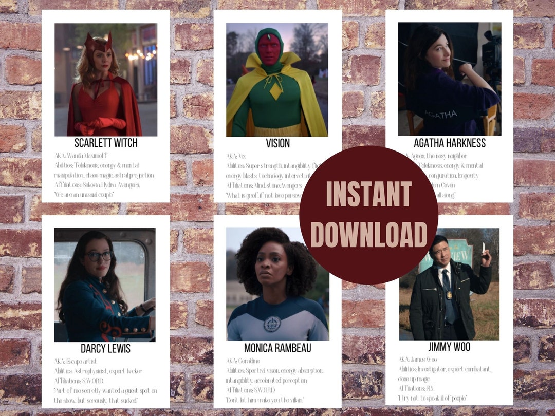 Wandavision Wall Art Character Profile Polaroids, Avengers Mini Poster
