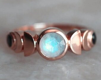 Rose Gold Onyx Ring Etsy