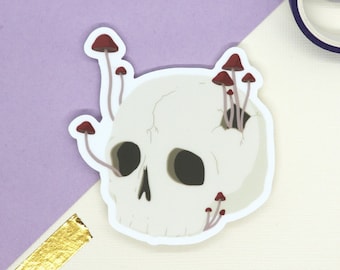 Adhesivo de vinilo mate resistente a la intemperie con forma de calavera de hongo