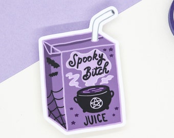 Pegatina de vinilo mate resistente a la intemperie de Spooky Bitch Juice