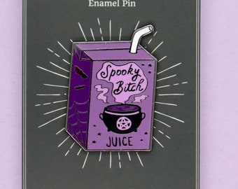 Spooky Bitch Juice Pin - Hard Enamel Pin - Gifts for Halloween - Goth Pin - Witchy Pin - Witch Pin - Witchy Accessories - Grade A/B