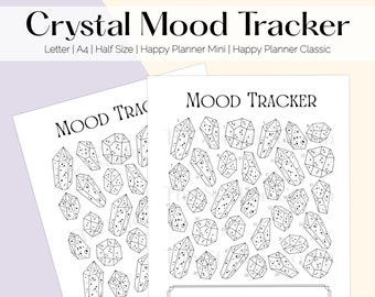 Rastreador de estado de ánimo con gemas de cristal – Plantilla imprimible para agenda (Descarga digital)