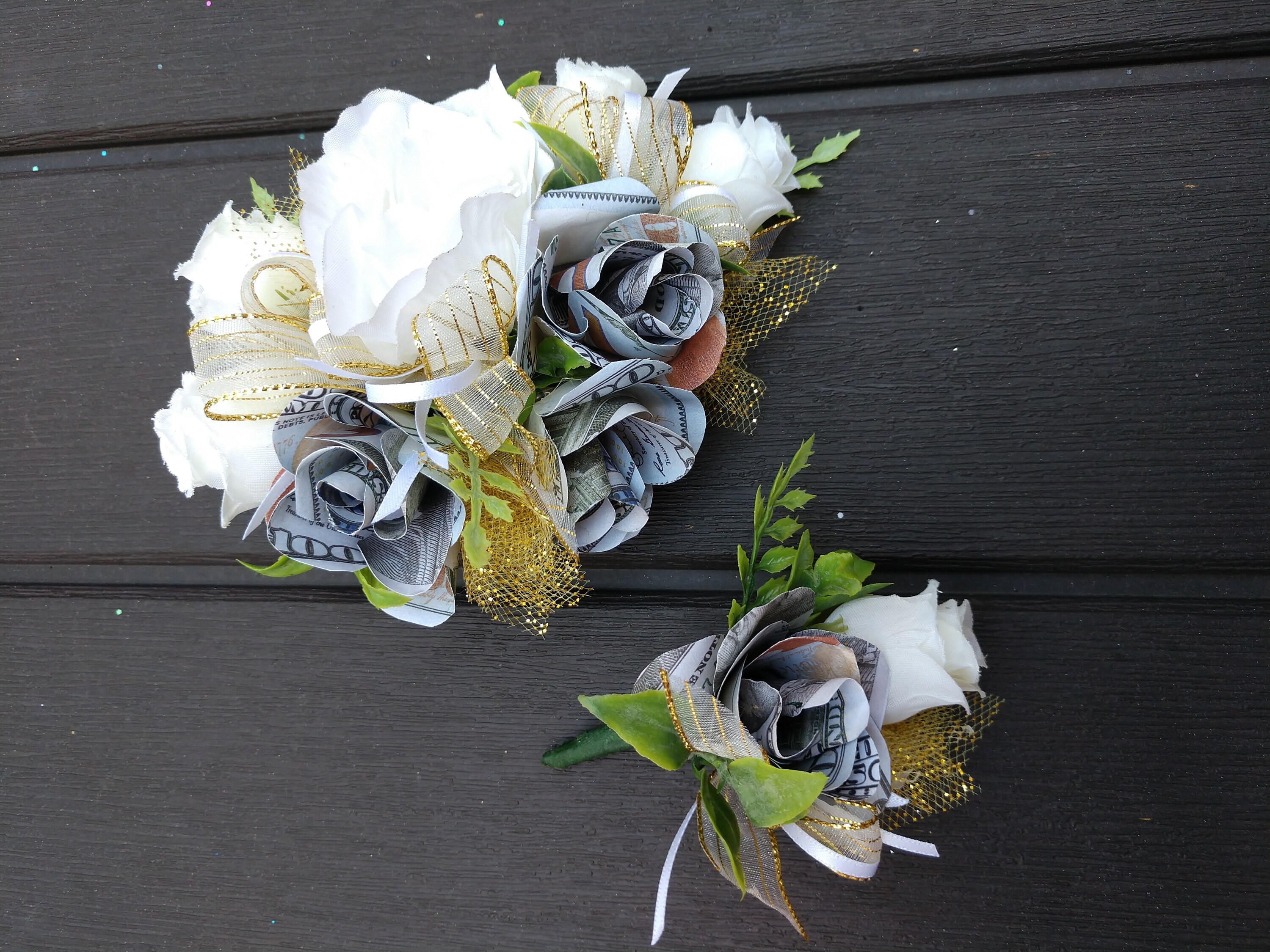 Wrist Corsage and Boutonniere Set. Prom Corsage. Boutonniere 