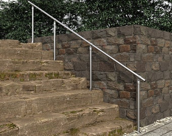 PREMIUM Outdoor Industrial Pipe Handrail - Free-Standing Stair Railing with Adjustable Angle - Waterproof Construction