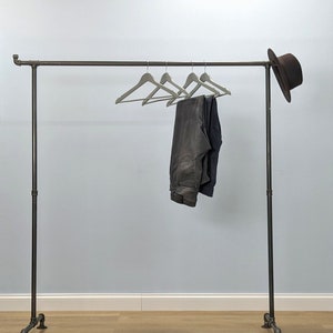 Metal Pipe Clothing Rack Made to Order Garment Rack Free Standing Clothes Storage with Hooks Industrial Pipe Clothing Rack image 1